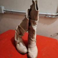 Stivali vintage donna pelle beige