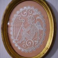 Quadro ovale cornice dorata antichizzata 29x23