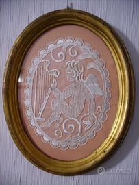 Quadro ovale cornice dorata antichizzata 29x23