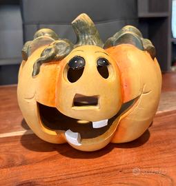 Zucca di Halloween in ceramica - Porta candela