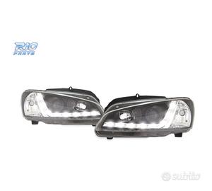 FARI PEUGEOT 106 96-05 LUCE DIURNA A LED FONDO NER