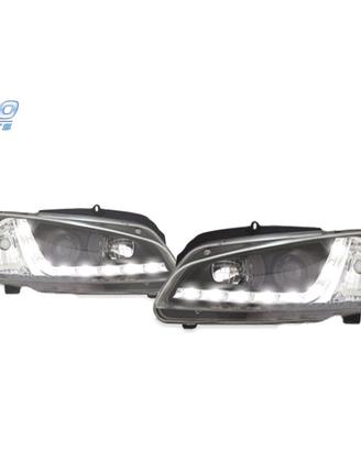 FARI PEUGEOT 106 96-05 LUCE DIURNA A LED FONDO NER