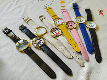 Lotto 8 orologi GENEVA ecopelle, quadrante tondo