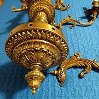 Lampadario in ottone dodici luci due livelli