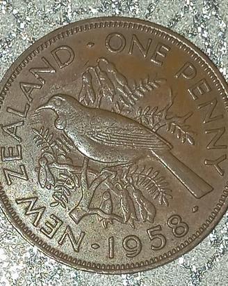 New Zealand , Elisabeth II,one penny 1958