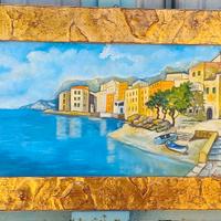 Amalfi dipinto a mano quadro su tela firmato.