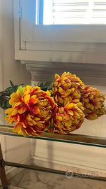 4 fiori finti dalie arancione