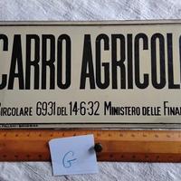 Targa metallica CARRO AGRICOLO (tassa) AUTENTICA