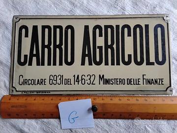Targa metallica CARRO AGRICOLO (tassa) AUTENTICA