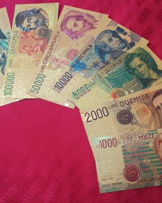 "LIRE" 7 BANCONOTE LAMINATI COLORATI