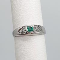 COD.1871.25 ANELLO ORO BIANCO 18K 750 SMERALDINO