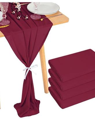 Runner tavola chiffon bordeaux 4 pezzi trasparente
