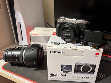 Canon Eos M6 + 18-45 EF-M + 17-55 EF-S adattatore