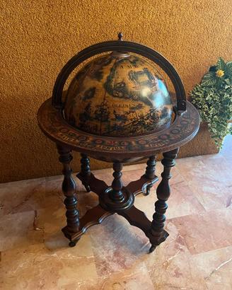 Mobile bar mappamondo in legno