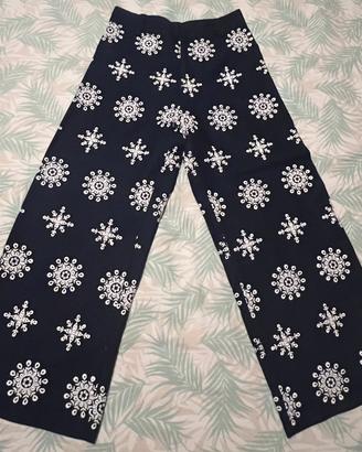 Pantalone ampio blu Zara con ricami nuovo