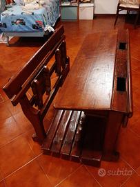 Banco scuola in legno vintage doppia seduta