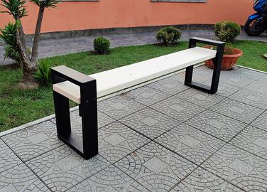 Panchina giardino legno massello industrial design