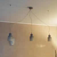 3 LAMPADE / LAMPADARIO in vetro bianche / azzurre
