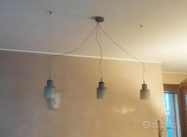 3 LAMPADE / LAMPADARIO in vetro bianche / azzurre