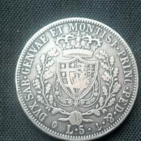 5 LIRE 1827 GENOVA CARLO FELICE ARGENTO.