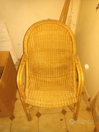 Coppia poltrone midollino e bambù 