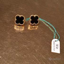 Orecchini Van Cleef oro giallo agata nera
