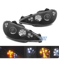 FARI PER PEUGEOT 206 02- LUCE DIURNA A LED NERO