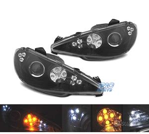FARI PER PEUGEOT 206 02- LUCE DIURNA A LED NERO