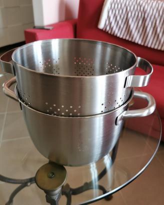 pentola con scolapasta inox