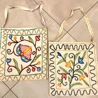 Coppia Borse Etniche in Tessuto Ricamato Nuove