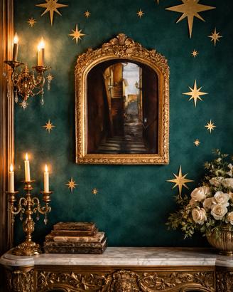 Quadro 25x18 stampa giclée barocco panorama borgo