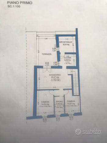 Zevio centro: trilocale con balcone