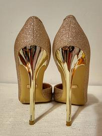 SCARPE GIOIELLO  – ORO LACCATO & BRILLANTINI - 35