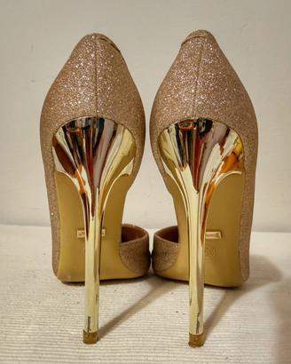 SCARPE GIOIELLO  – ORO LACCATO & BRILLANTINI - 35