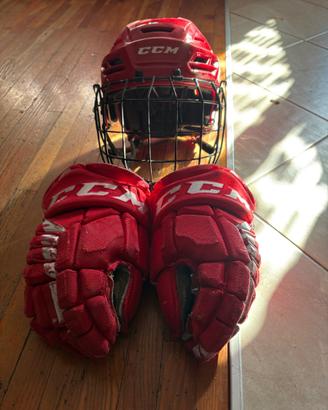 Casco e guanti hockey
