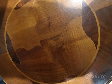 Tavolino rotondo con intarsi  legno massello