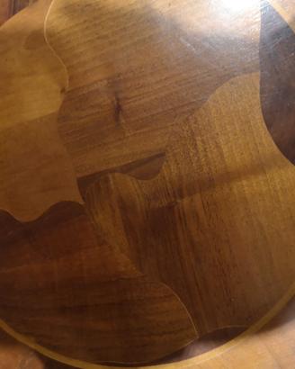 Tavolino rotondo con intarsi  legno massello