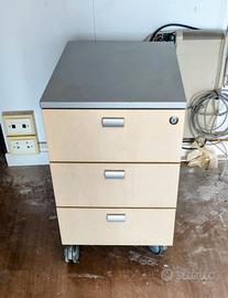 Cassettiera con ruote, chiusura a chiave