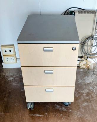 Cassettiera con ruote, chiusura a chiave