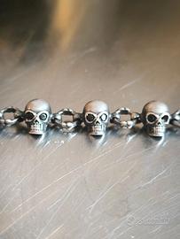 Bracciale Skull in Argento 925 con Diamanti Neri