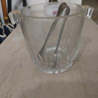 Secchiello ghiaccio vintage in vetro con pinza