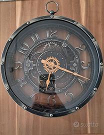 Orologio da parete Industrial con ingranaggi vista