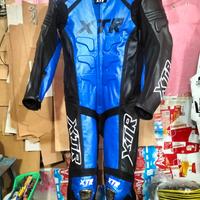 Tuta da moto taglia 50 blu e nera