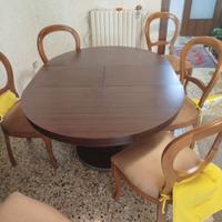 Tavolo allungabile in legno massello di noce + 6 s