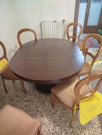 Tavolo allungabile in legno massello di noce + 6 s