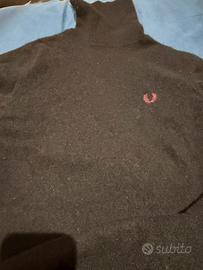 Maglione lana collo alto nero fred perry