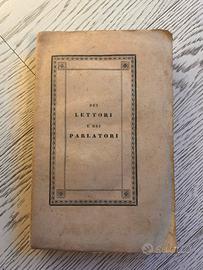 libro antico "Dei lettori e dei parlatori"1842