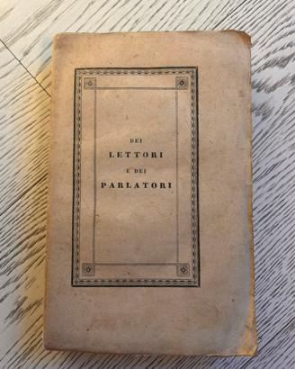 libro antico "Dei lettori e dei parlatori"1842