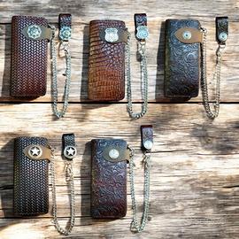 portafoglio country in cuoio lavorato catena, borc