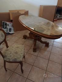tavolo barocco con marmo e 6 sedie